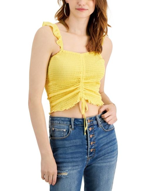 Crave Fame Juniors' Smocked Ruched Tank Top B4HP