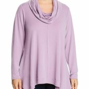 Cupio Womens Purple Cowel-Neck Handkerchief Hem Sweater Top Plus B4HP