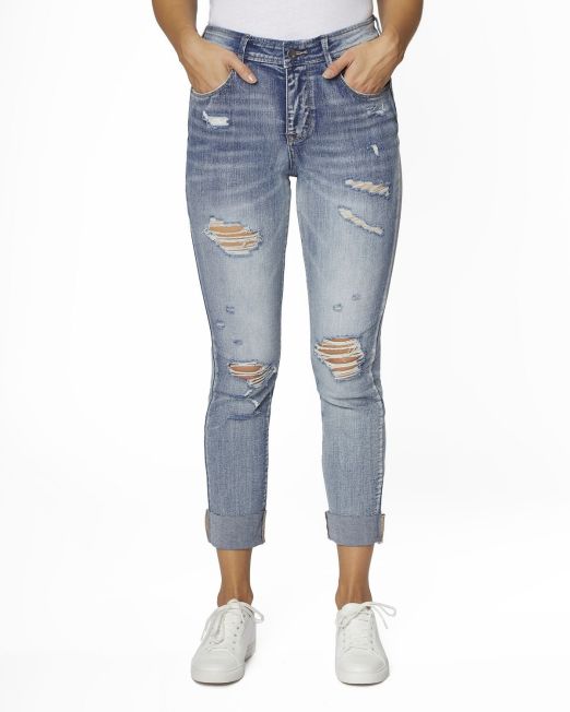ZOE by Zoe + Phoebe Juniors High Rise Cuffed Raw Hem Fit Jeans Blue Size 11 B4HP