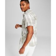 And Now This Men’s Plaid Woven Short-Sleeve Button-Up Shirt Grey S B4HP