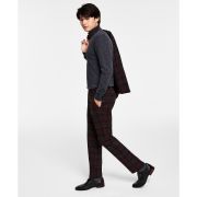 Bar III Men’s Slim-Fit Suit Separate Pants Burgundy Plaid 32×32 B4HP $175