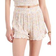 Hippie Rose Juniors’ Floral-Print Shorts Ivory Floral L B4HP