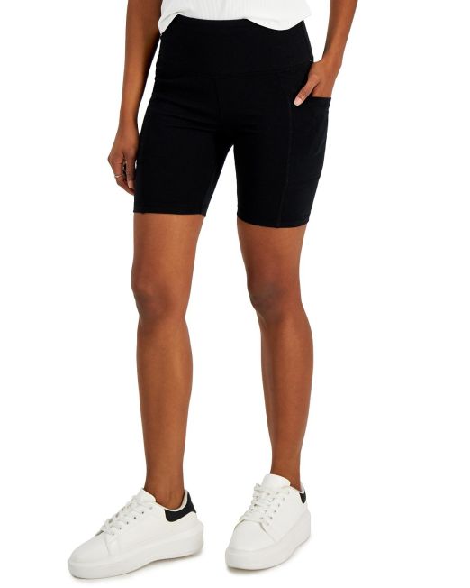 Hippie Rose Juniors' Cell-Pocket Bike Shorts Black S B4HP
