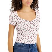 Self Esteem Juniors’ Ribbed Sweetheart-Neck Top White Alyssum XL B4HP