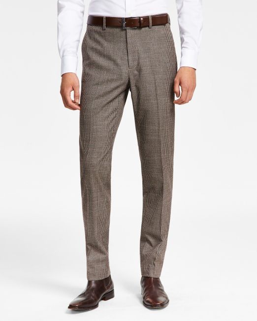 Bar III Mens Skinny-Fit Check Suit Separate Pants Burgundy/Black 34x30 B4HP $175