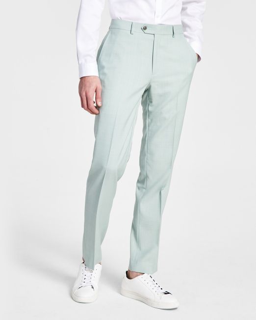 Bar III Men's Slim-Fit Wool Sharkskin Suit Pants Green 32x32 B4HP $175