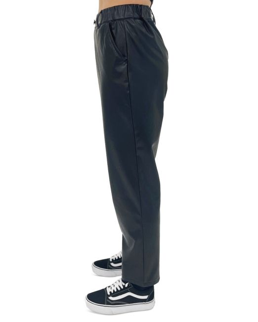 Rewash Juniors' Faux-Leather-Coated Retro Straight-Leg Jeans Small Black B4HP