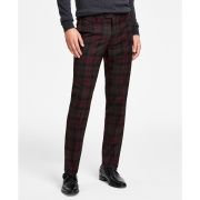 Bar III Men’s Slim-Fit Suit Separate Pants Burgundy Plaid 32×32 B4HP $175
