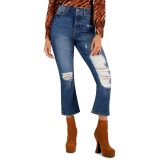 Celebrity Pink Juniors' Ripped Cropped Kick Flare Jeans B4HP