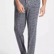 Calvin Klein Men’s Slim-Fit Plaid Performance Dress Pants Gray 33×32 B4HP