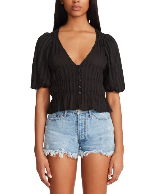 BB Dakota by Steve Madden Women's Summer Ting Cotton Top Black XS B4HP