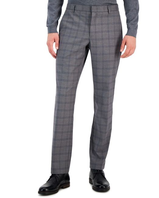 Tommy Hilfiger Men's Modern-Fit Stretch Performance Pants Grey Blue B4HP