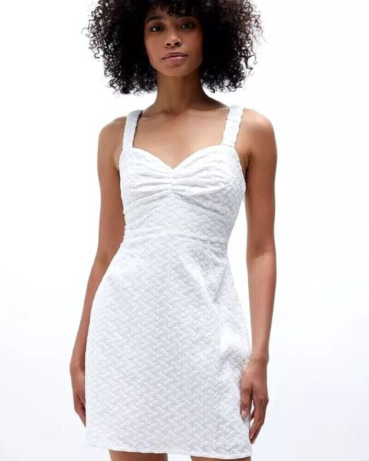 MINKPINK Textured Sweetheart Mini Dress White L B4HP $129