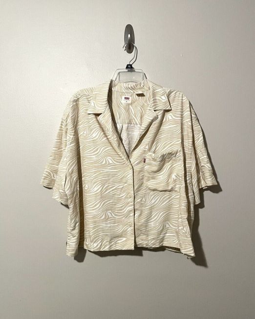 Levi's Women's Nia Relaxed Resort Short Sleeve Shirt Warm Sand XL B4HP