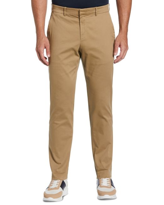 Perry Ellis Portfolio Men's Slim Fit Cotton Chino Pant Brown 38x29 B4HP