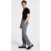 Calvin Klein Men’s Slim-Fit Plaid Performance Dress Pants Gray 33×32 B4HP