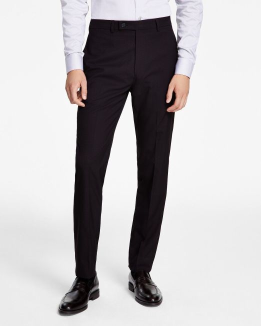 Calvin Klein Men's Slim-Fit Performance Dress Pants Wine Black B4HP