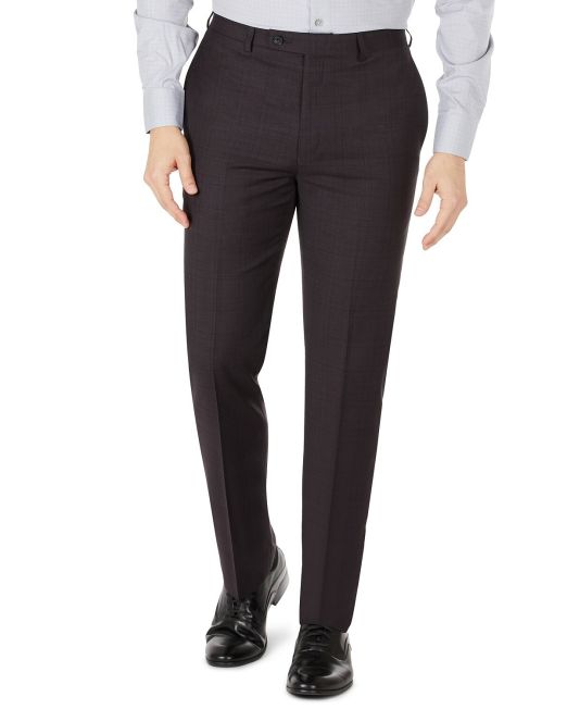Calvin Klein Men Slim-Fit Wool-Blend Stretch Suit Pants Eggplant 34x34 B4HP $190