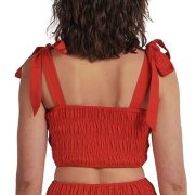 Charlie Holiday Marsha Smocked Crop Top Orange L B4HP