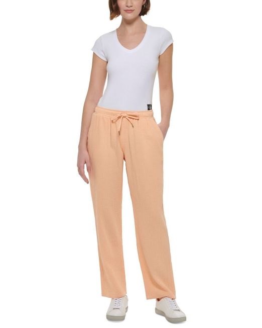 Calvin Klein Women's Cotton Crepe Drawstring-Waist Pants Cosmos B4HP