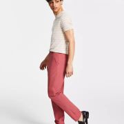 Calvin Klein Men’s Slim Fit Tech Solid Performance Dress Pants Pink 33×30 B4HP