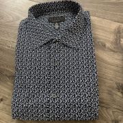 Alfani Men’s Regular Fit Traveler Stretch Geo Print Dress Shirt B4HP NO TAGS