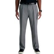 Haggar Men’s Cool 18 PRO Classic-Fit Waist Pleated Dress Pants Grey 38×34 B4HP