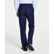 Calvin Klein Men’s Slim-Fit Plaid Performance Dress Pants Blue B4HP