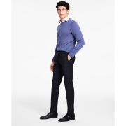 Calvin Klein Men’s Slim-Fit Wool-Blend Stretch Suit Pants Black/Blue B4HP $190
