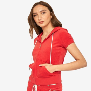 Juicy Couture Women Microterry Robertson Short Sleeve Jacket Rugby Rope M B4HP