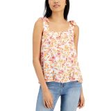 Hippie Rose Juniors' Square-Neck Tie-Strap Smocked Top B4HP