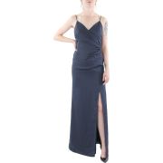 Aqua Women’s Tie Back Split Hem Long Maxi Dress Gown B4HP