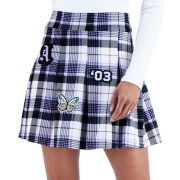 Planet Gold Juniors’ Pleated Plaid Skirt Lavender M B4HP