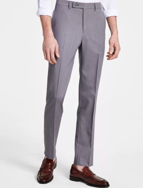 DKNY Men's Modern-Fit Solid Dress Pants Grey 34x30 B4HP