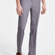 DKNY Men’s Modern-Fit Solid Dress Pants Grey 34×30 B4HP