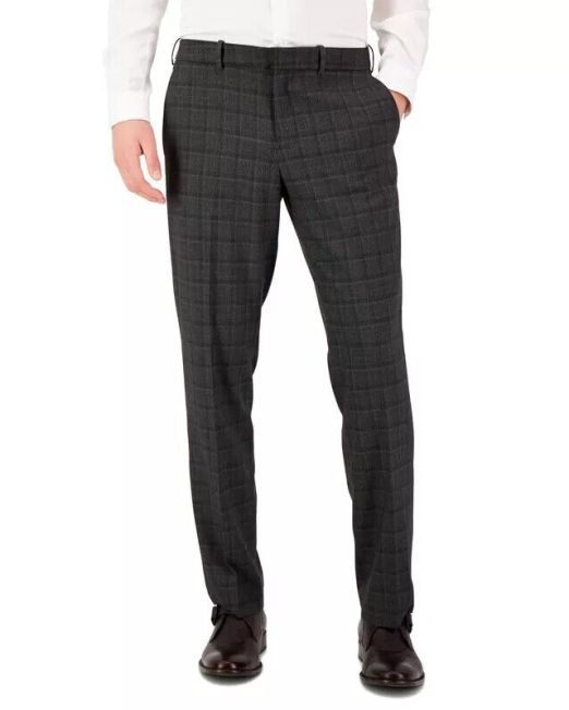 Perry Ellis Men's Modern-Fit Stretch Solid Resolution Pants Charcoal B4HP