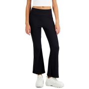Derek Heart Juniors’ Ribbed Flare-Leg Pants Black Beauty M B4HP