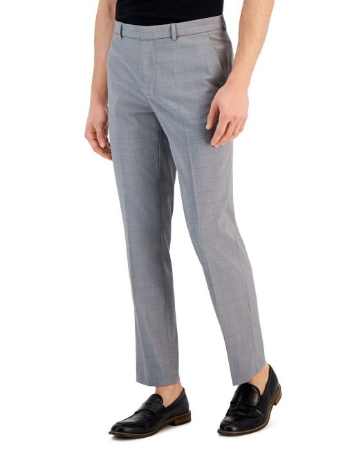Perry Ellis Portfolio Men's Slim-Fit Tonal Windowpane Dress Pants B4HP