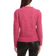 Avec Les Filles Women’s Cable-Knit Pullover Sweater Pink M B4HP