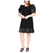 MICHAEL Michael Kors Women’s Black Unlined Puff Sleeve Fit + Flare Dress B4HP