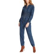 Steve Madden Women’s Nissa Smocked-Waist Denim Jumpsuit Acid Wash M B4HP $119