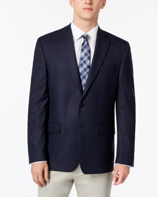 Lauren Ralph Lauren Men's Classic-Fit Stretch Check Blazer Navy 42R B4HP $295