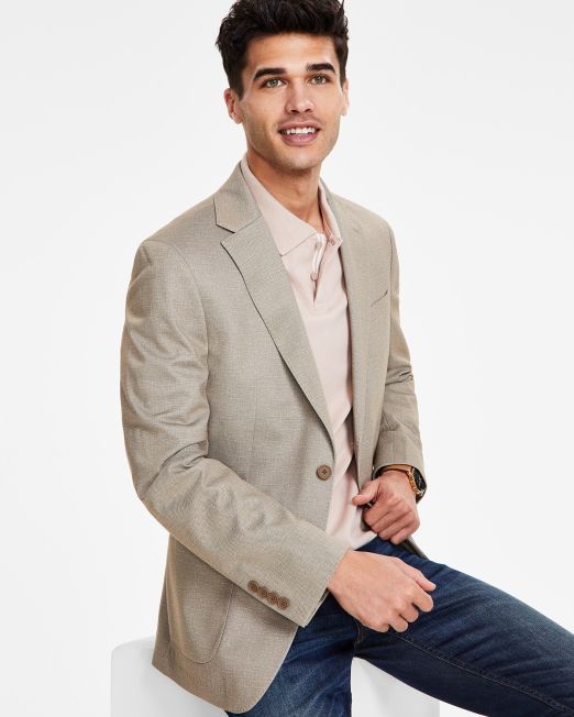Calvin Klein Men's Solid Slim-Fit Soft Sport Coat Tan B4HP $295