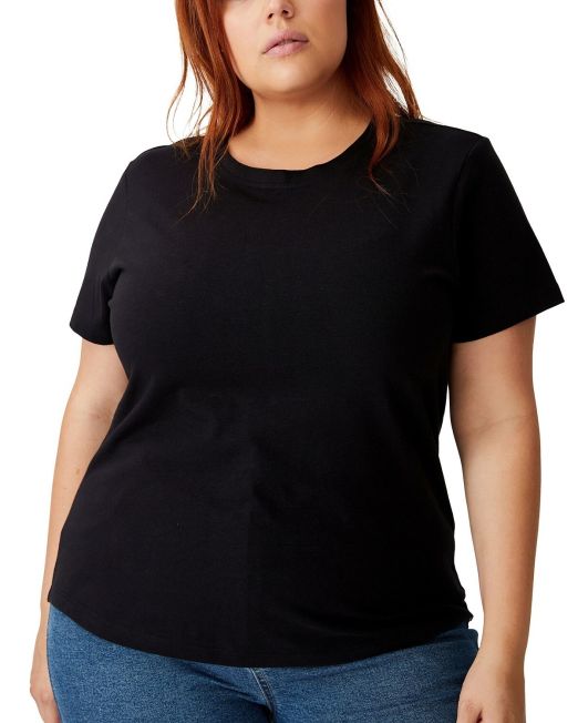 COTTON ON Trendy Plus Size Crew Neck T-Shirt 12W Black B4HP