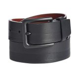Original Penguin Men's Faux Leather Embossed Casual Belt Black B4HP