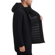 Kenneth Cole Men’s Wool Melton Polyurethane Piping Detail Coat $325 B4HP NO TAGS