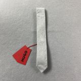 Hugo Boss Slim Neck Tie Grey Solid Linen Blend Made in Italy B4HP