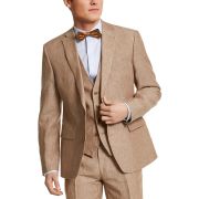 Bar III Men’s Slim-Fit Linen Suit Jackets Tan Pinstripe 36R B4HP $360