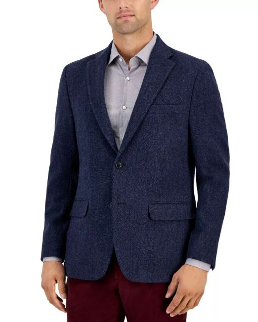 Tommy Hilfiger Men's Modern-Fit All Wool Sport Coats Blue B4HP