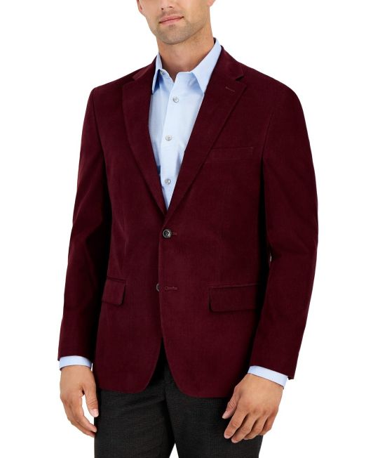 Tommy Hilfiger Men's Modern-Fit Corduroy Sport Coat Burgundy 38R B4HP $295